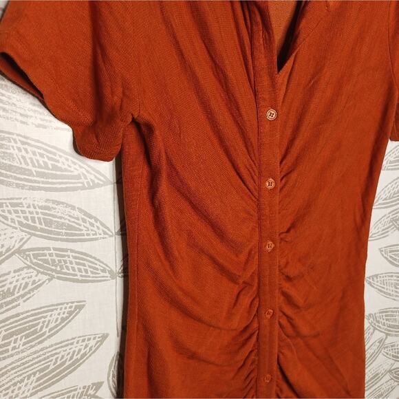 Monrow Shirred Dress Supersoft Button Front Retro Velma Revolve - Picture 4 of 7